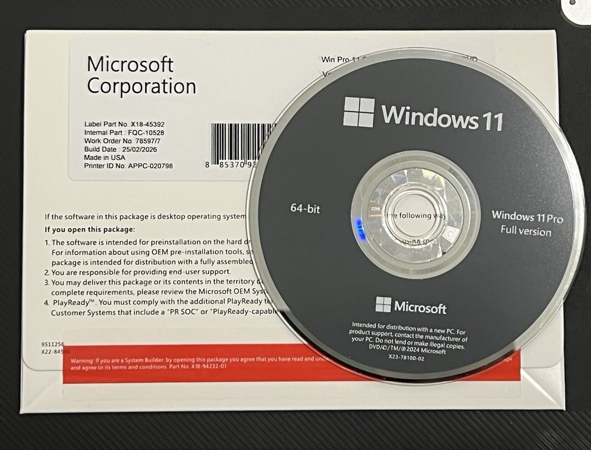 windows 11  パッケージ Microsoft Windows 11 Pro 64-bit DVD With Key Factory Sealed | eBay