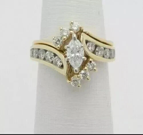 3Ct Marquise Cut Lab-Created Diamond Women's Wedding Ring 14K Yellow Gold Plated