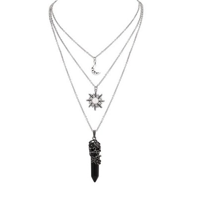 Gothic Halbmond Choker, Mond Sonne Stern Choker Halskette, Goth Gothic Halskette