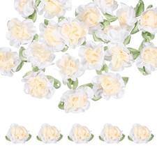 20 Pcs Ribbon Flowers, 1.2 in Fabric Flowers Satin Ribbon, White/Cream