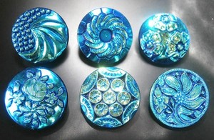 Collection of 6 Czech Antique (1920's) Glass Buttons #P684 - 18 mm or 3/4"!!!!