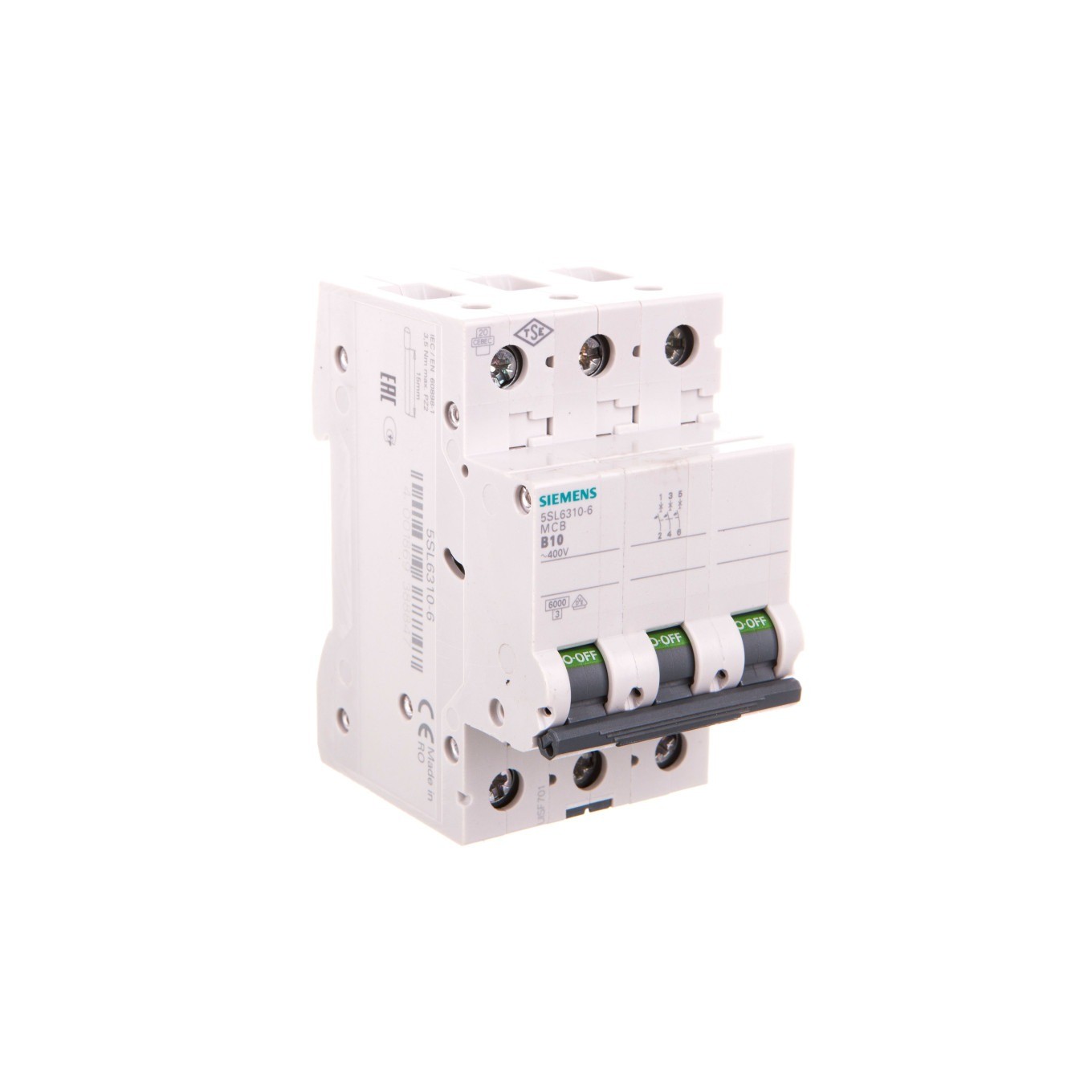 Interruttore di protezione sovracorrente 5SL B 10A 3P 5SL6310-6 - Immagine 2