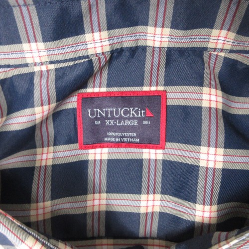 Untuckit Shirt Mens 2XL Blue Plaid Performance Dorin Regular Fit Button Up EUC - Picture 3 of 8