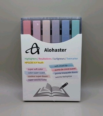 Alohaster HPSIZEE Cute 6 Highlighters Set Soft Assorted Colors Chisel Tip