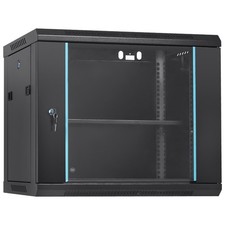 VEVOR 9U Wall Mount Network Server Rack Cabinet Enclosure 15.5'' Deep Door Lock