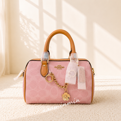 COACH ピンク ベージュ かごバッグ NWT CEK79 Coach Mini Rowan Crossbody Bag In Signature Canvas With