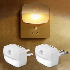 1pc White LED Motion Sensor Night Light EU/US Plug Warm White Lamp - NEW
