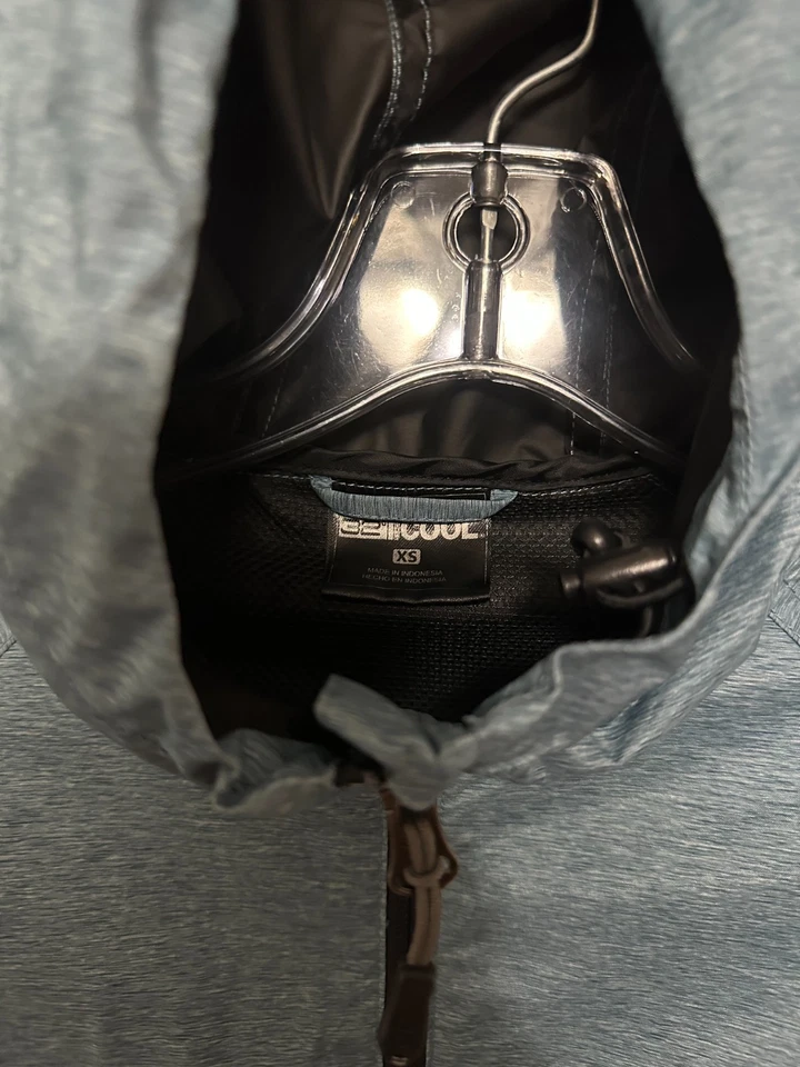 Chaqueta de lluvia ligera 32 Degrees Cool talla XS con capucha azul cremallera completa cortavientos Foto 4 de 4