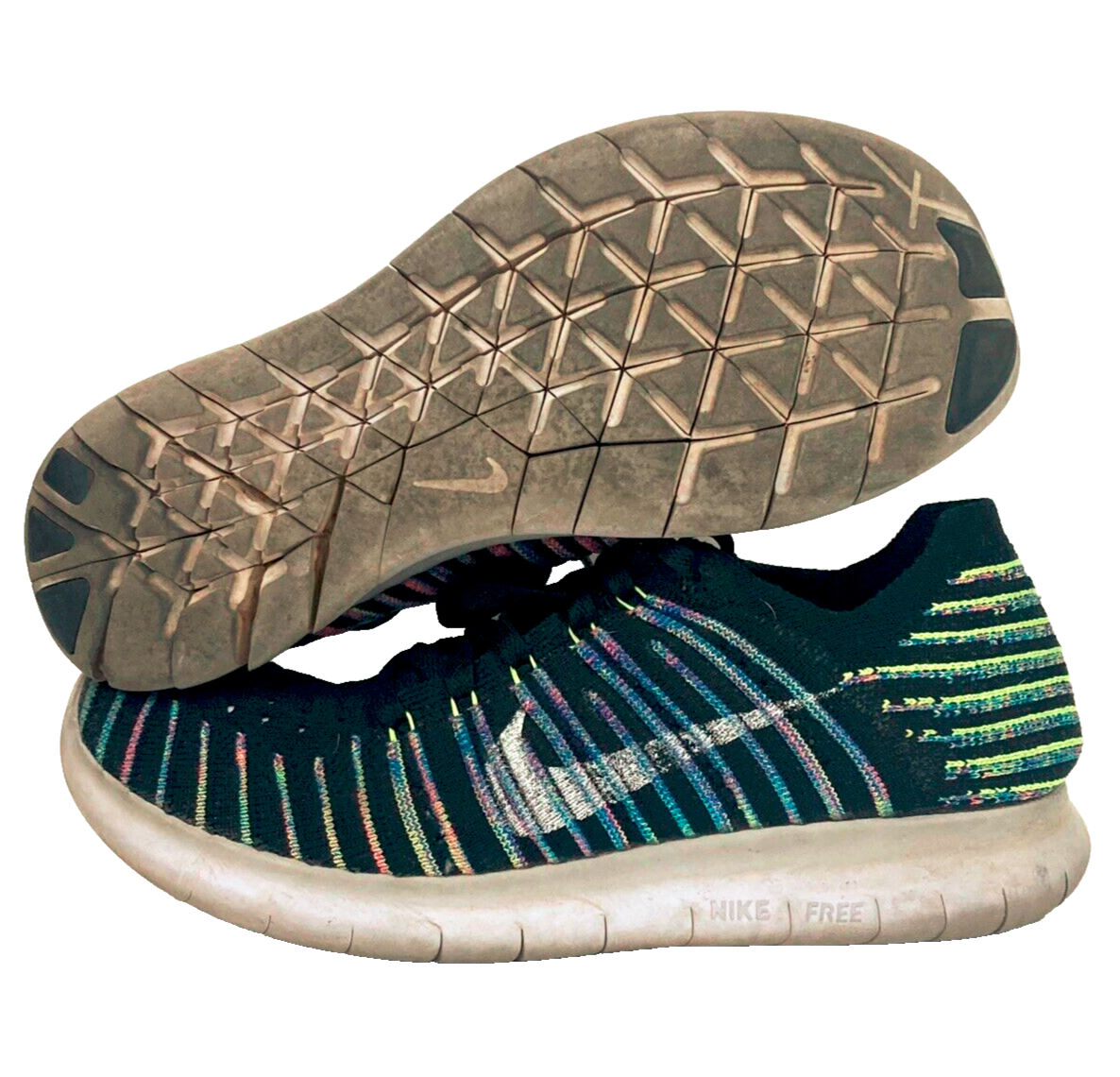 Nike Free RN Flyknit-Women's Sz 7-Rainbow Knit- Running/Jogging