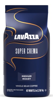 Lavazza Super Crema - Whole Bean Coffee Blend, Medium Light Espresso Roast 2.2lb