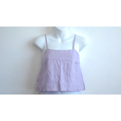 Hevron Women's Boxy Cropped Spaghetti Strap Top lavender Sz xs NWT 198