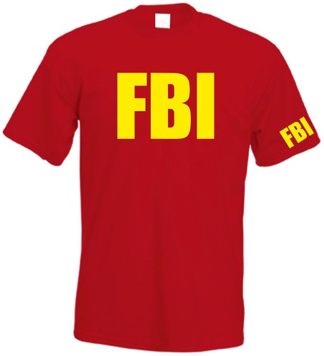 FBI Fancy dress costume t-shirt with FBI arm print - STAG Joke Gimmick T Shirt - Picture 10 of 14
