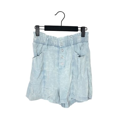 Chaser Flowy High Waist Shorts Size S Paperbag Pockets Vintage Wash Snap Close