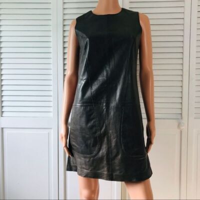 vince leather mini dress VINCE- Leather Dress Black  Blond Genius