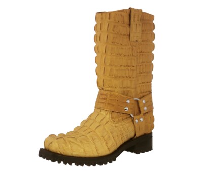 Mens Motorcycle Western Leather Boots Crocodile Print Mango Biker Harness Botas