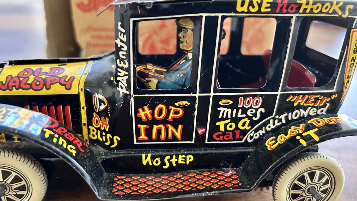 Vintage 1950 Wind Up Marx Toy w/Orig. Box Old Jalopy Auto Vintage 1950 Wind Up Marx Toy w/Orig. Box Old Jalopy Auto