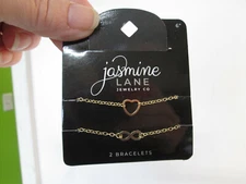 Jasmine Lane Jewelry 2 Pack Gold 6" Bracelets, NEW