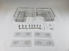 Silver Corner Shower Caddy 2 Pack Storage For Inside Shower Adhesive With Hooks