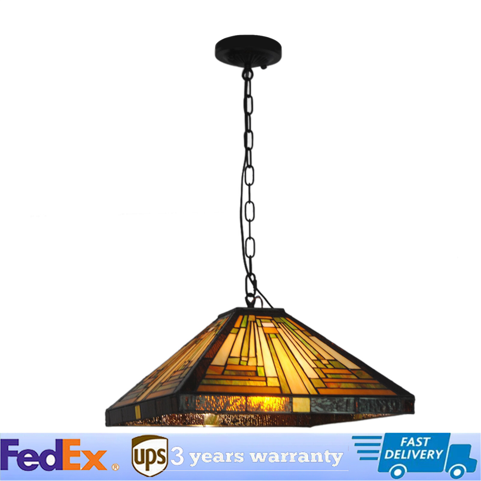 21.6 Inch Tiffany Style Stained Glass Chandelier Pendant Hanging Lamp