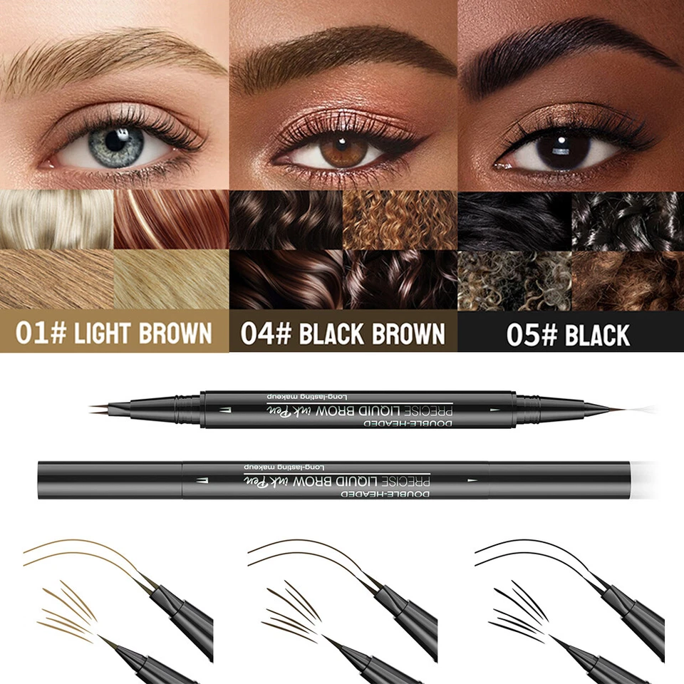 Waterproof Two-pronged Eyebrow Pencil Natural Ultra-fine Liquid Eyebrow Tattoo / - Image 3 of 4