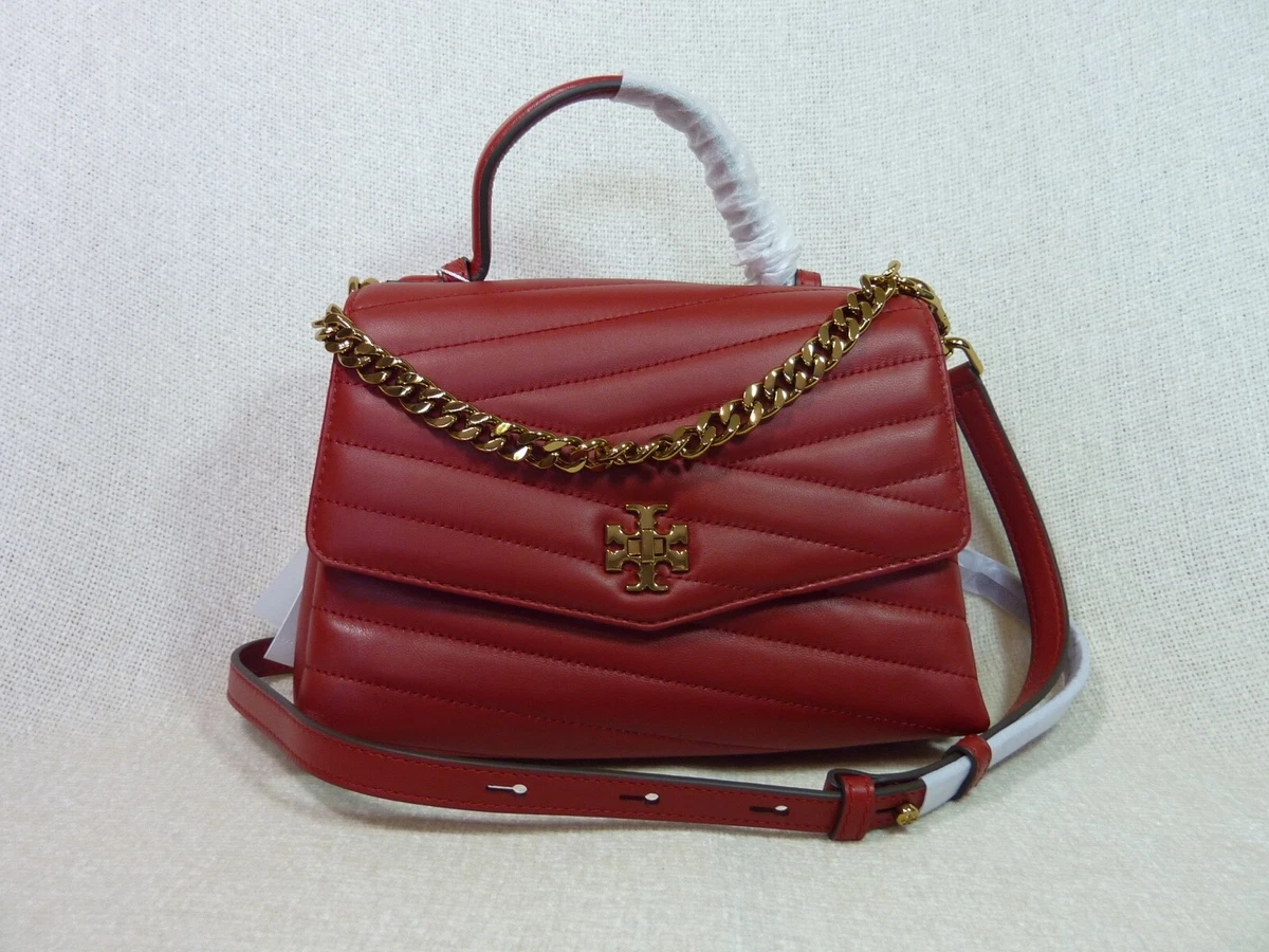 9790 TORY BURCH Kira Chevron Top Handle Satchel RED APPLE