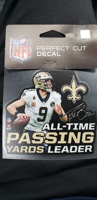 Drew Brees, Saints, All Time Passing Yards Leader Perfect Cut Decal For Your Car