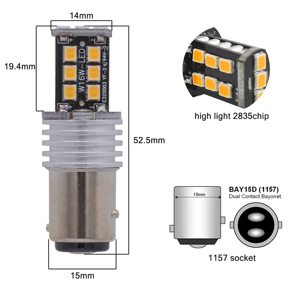 Para Yamaha SR400 SR540 SRX600 SRX700 - 2X 1157 LED Parada Trasera Freno Bombilla EE. UU. Foto 4 de 4