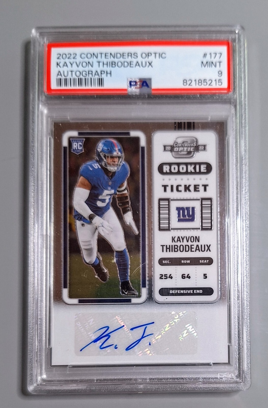 2022 Contenders Optic - Rookie Ticket Autographs #177 Kayvon Thibodeaux PSA 9