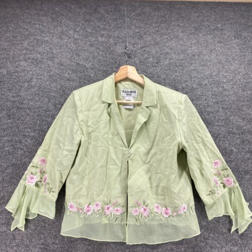 Plaza South Blazer Women PS Petite Green Floral Collared Button Up Long Sleeve - Picture 3 of 7
