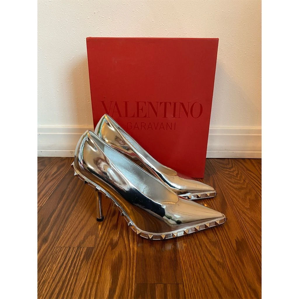 Valentino decolte donna argento Rockstud stiletto taglia 39 9 tacco formale