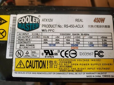 COOLER MASTER Real Power RS-450-ACLX 450W ATX12V Active PFC Power Supply