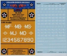 Yellow Wings Decals 48026 x 1/48 Standard 12" Number Squadron Designators-White
