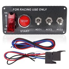 Ignition Switch Panel Kit DC 12V 5 in 1 Car Engine Start Push Button LED Carb...