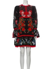 alexander mcqueen silk floral and insect pattern puff bell sleeve 