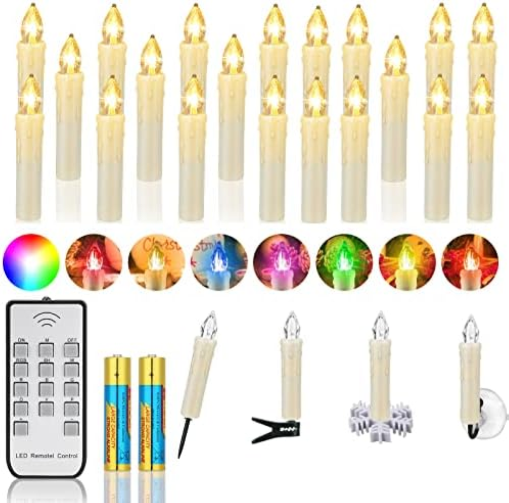 20 Pezzi LED Senza Fiamma LED Tapered Candle Flickering Flame Battery Powered Al