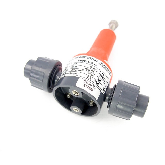 Chemline SB17A003VU 3/8" Back Pressure/Relief Valve PVC FKM Seal 7.5