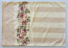 Pillowcase Pair Standard HOMEMADE Cotton Blend Roses Stripes Blush White 19" 27"