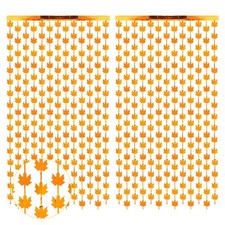 6 Pcs Orange Maple Foil Curtain Fall Harvest Party Backdrop Thanksgiving Part...