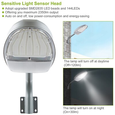 Solar Power Commercial Solar Street Light Sensor  Road Lamp w/ Pole