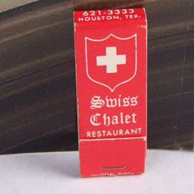 Rare Vintage Matchbook S3 Houston Texas Swiss Chalet Restaurant Post Oak Lane