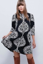FREE PEOPLE NEW ROMANTICS FIESTA FLORAL BOHO MINI DRESS S SMALL $168 BLACK NWT