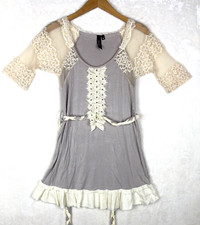 BKE Boutique Bebé Muñeca Vestido Mujer Mediano Mini Encaje Jersey Boho Corbata Elástica