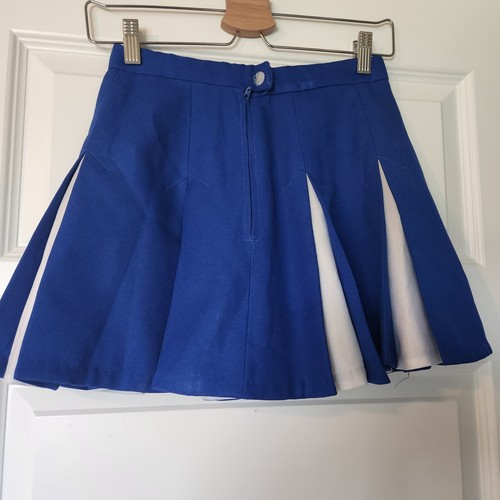 Vintage Cheerleader Uniform Cosplay Halloween Costume Vest Skirt Blue White XS - Picture 2 of 9