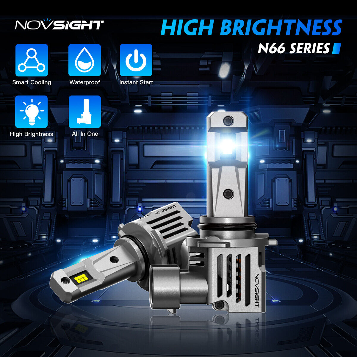 NOVSIGHT 9005 HB3 LED Scheinwerfer Birnen Leuchte Lampen Weiß 80W 6500K 18000LM