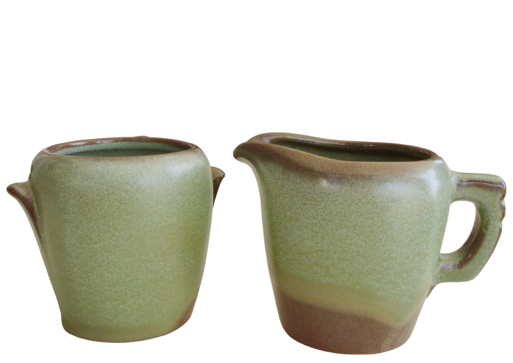 Frankoma Pottery Open Sugar Bowl & Creamer