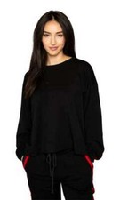 179 Velvet Women'S Black Red Blue Striped Crew Neck Long Sleeve Sweater Size L