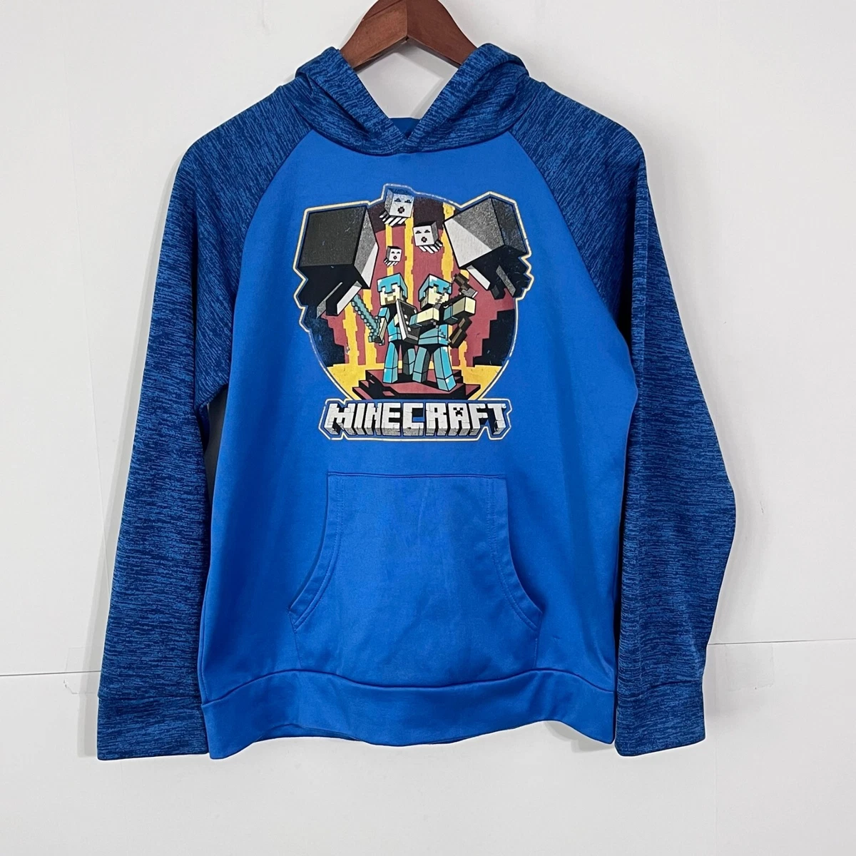 Minecraft Boys Teens Sweatshirt Hoodie Size XL 14-16 Blue Logo Fleece  Pullover | eBay