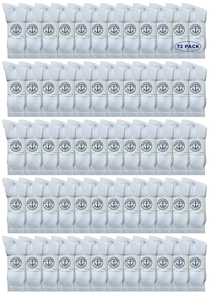 72 PK Mens Wholesale Cotton Socks, Sport Socks Shoe 8-12 (White)-Mens Crew Socks
Opens in a new wind