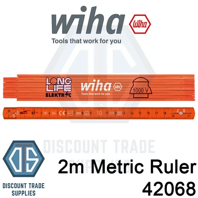 WIHA Electrician's Folding Ruler LongLife Plus Composite 2m 42068 UV Orange