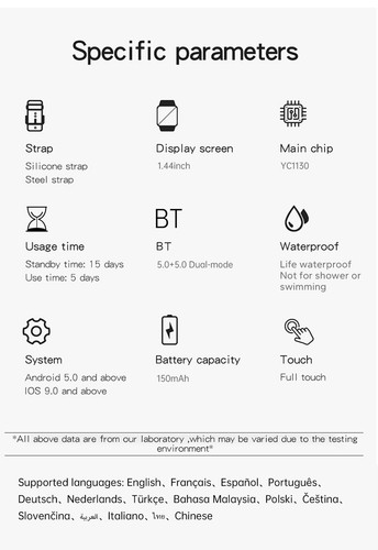 Smartwatch Android Phone 1.44" Color Screen Full Touch Custom Gold - Picture 5 of 14